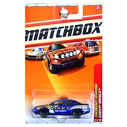 Matchbox 2010 Respuesta de emergencia Chevrolet Chevy Impala Police Car Azul