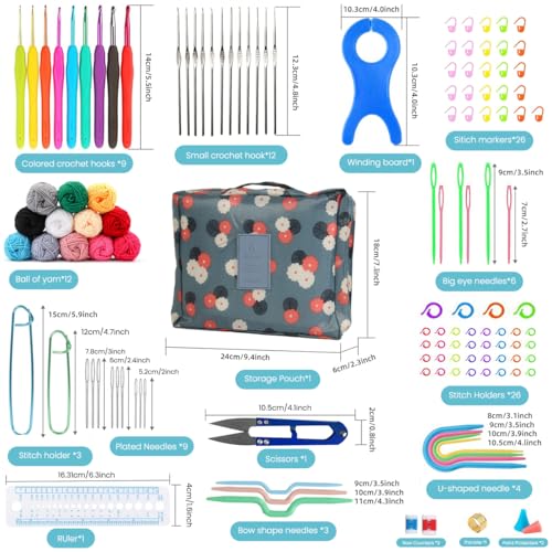 Image of HASTHIP 130PCS Crochet Kit for Beginners Adults, Upgraded Hanging Crochet Set with Crochet Yarn for Crocheting, Ergonomic Soft Grip & Knitting Crochet Starter Kit for Knitting Craft, Green