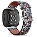 CJBROES Replacement Leather Watch Band, Compatible with Fitbit Versa 3 and Fitbit Sense of Wristband Bracelet Accessory - Floral