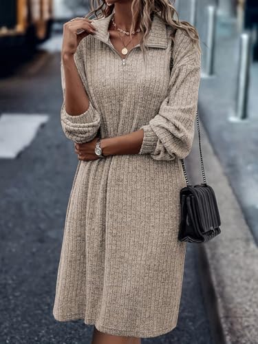 Robe pull tricotée chaude avec fermeture éclair pour l'hiver - 4