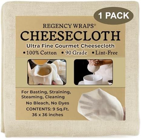 Regency Wraps 100% Cotton Ultra Fine Natural Cheese Cloth, 9 sq.f...