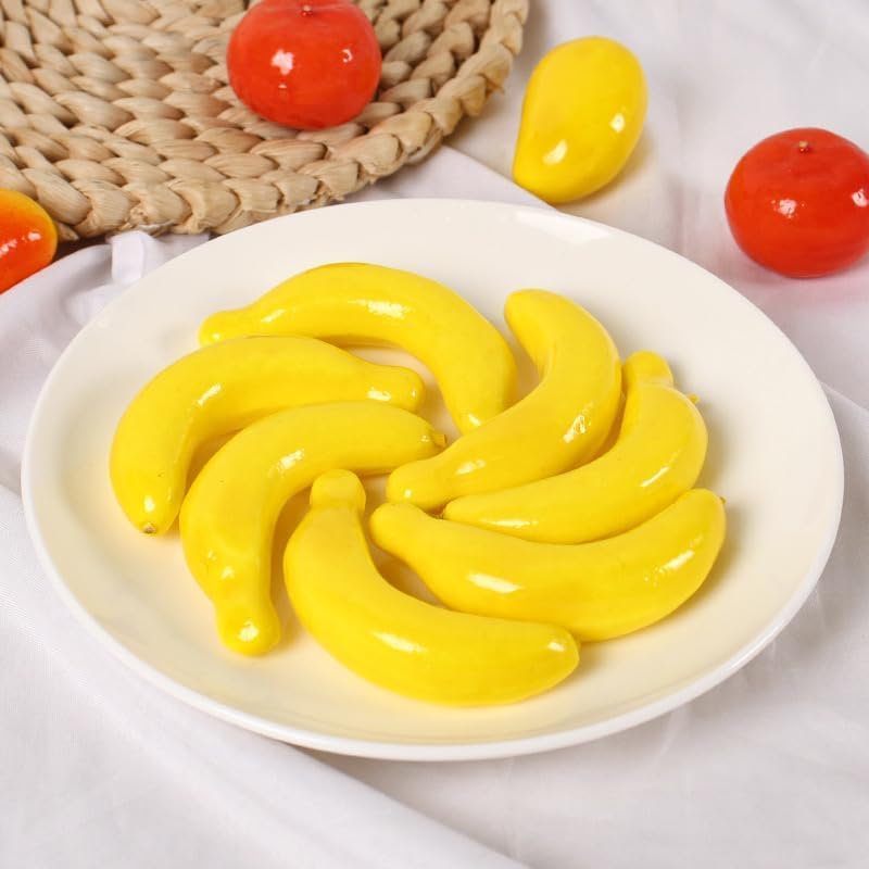 20 Pcs Yellow Mini Fake Banana Fruit, Foam Vegetables Fruit as Home Party Ornament Craft Photography Props Gift, Simulation Fruit Props for Photography Blenders and Sponges, Artificial Fruits (3-6CM)