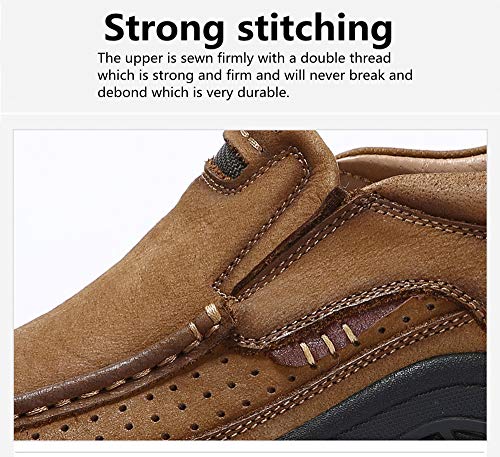 Asifn Men's Leather Comfortable Outdoor Hiking Casual Shoes Breathable Fashionable Wearable Driving Luxury Slip On Leather Shoes Business Office Outdoor Loafers4