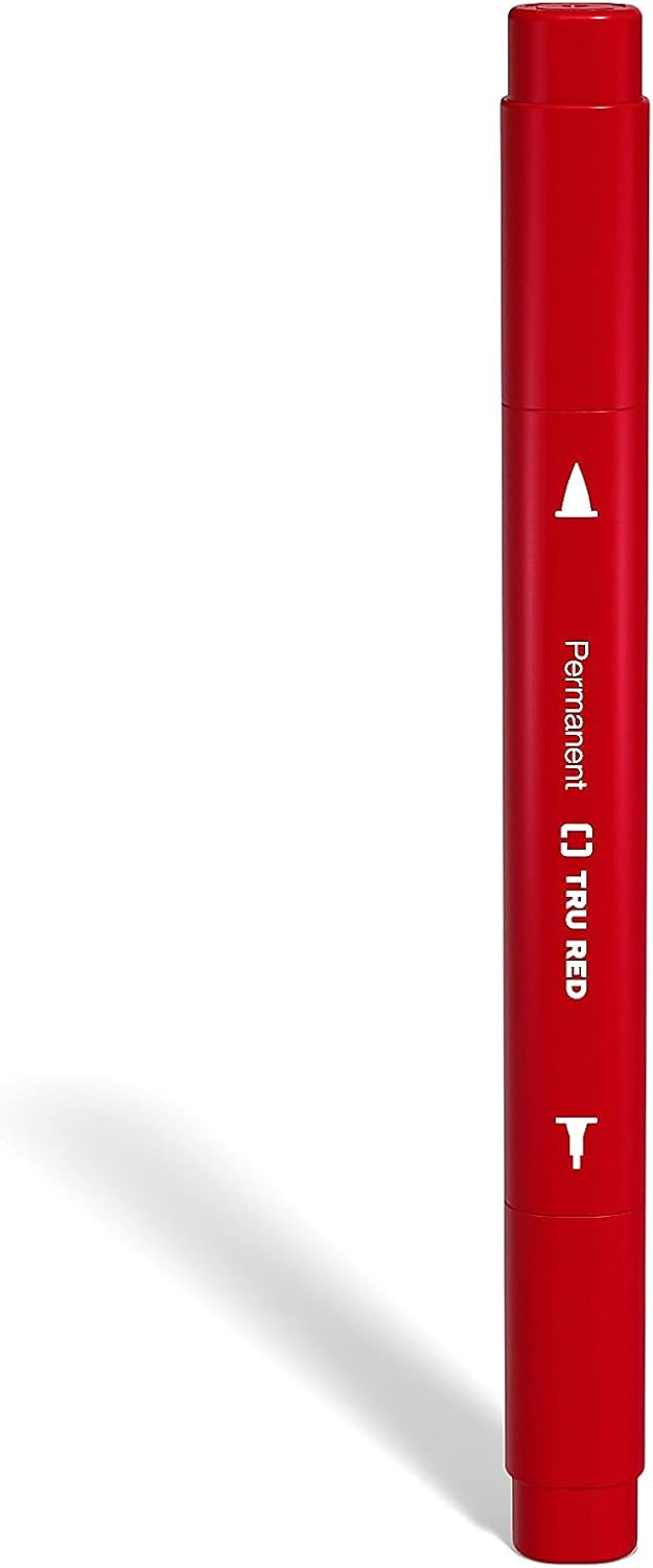 TRU RED Permanent Markers, Twin Tip, Red, 12 Pack – Pen‑Style Markers for Writing, Labeling & Office Use