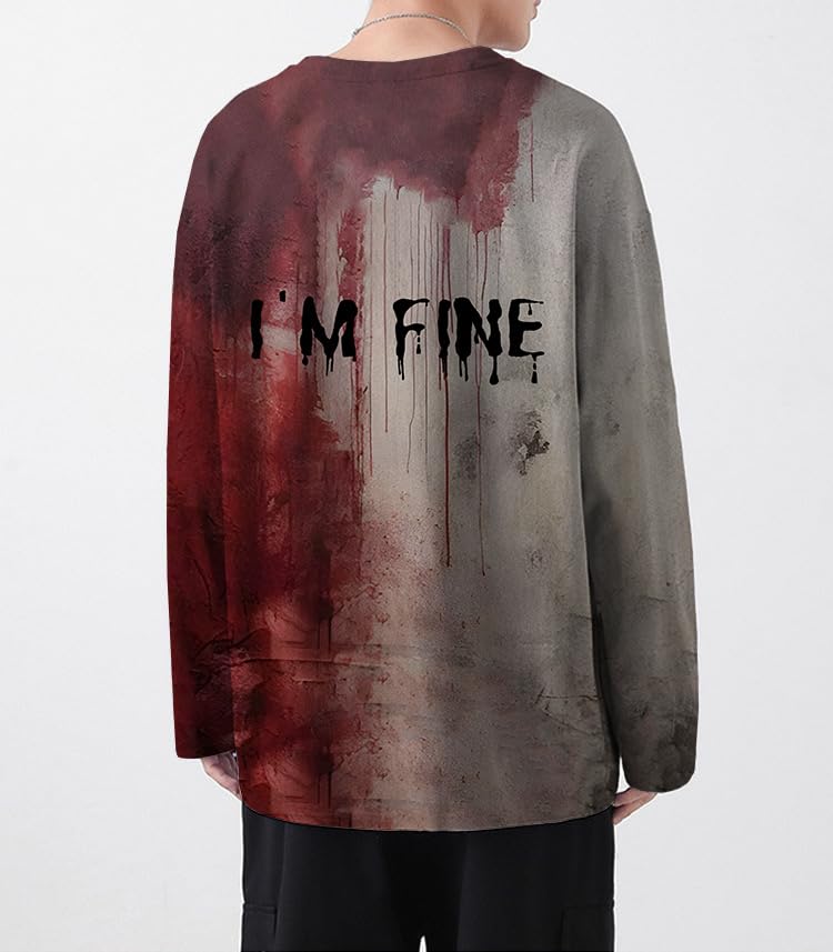 Problem Solved Bloody Long Sleeve Shirt I'm Fine Tshirt Halloween T-Shirt for Adult Men Women4