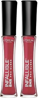 L'Oréal Paris Makeup Infallible 8 Hour Hydrating Lip Gloss, Modern Mauve, 0.21 Fl Oz (Pack of 2)