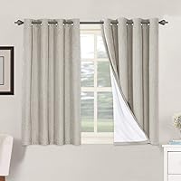 Vista 46 de H.VERSAILTEX Cortinas 100% opacas con aislamiento térmico, texturizadas, de lino, con bloqueo completo de calor y luz, para sala de estar