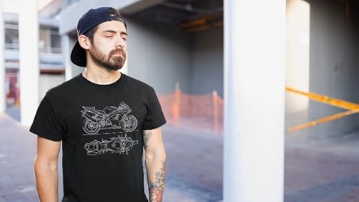 トップス r Ninja ZX6R Mens T-Shirt Racing Motorcycle Blueprint Sports Bikes