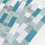 BeNice Peel and Stick Backsplash for Kitchen Mosaic Bathroom Marble Shower Tile Stickers Waterproof(5sheets,Blue)
