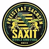 Laminiert Sammys Shirt Store SÄXIT, Stolz und frei Sachsen Vinyl-Aufkleber Sticker für Auto wetterfest 10cm