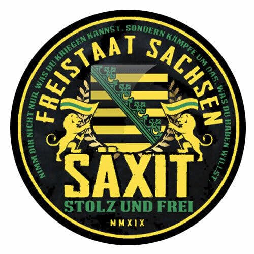 Sammys Shirt Store SÄXIT, Stolz und frei Sachsen Vinyl-Aufkleber Sticker für Auto wetterfest 10cm