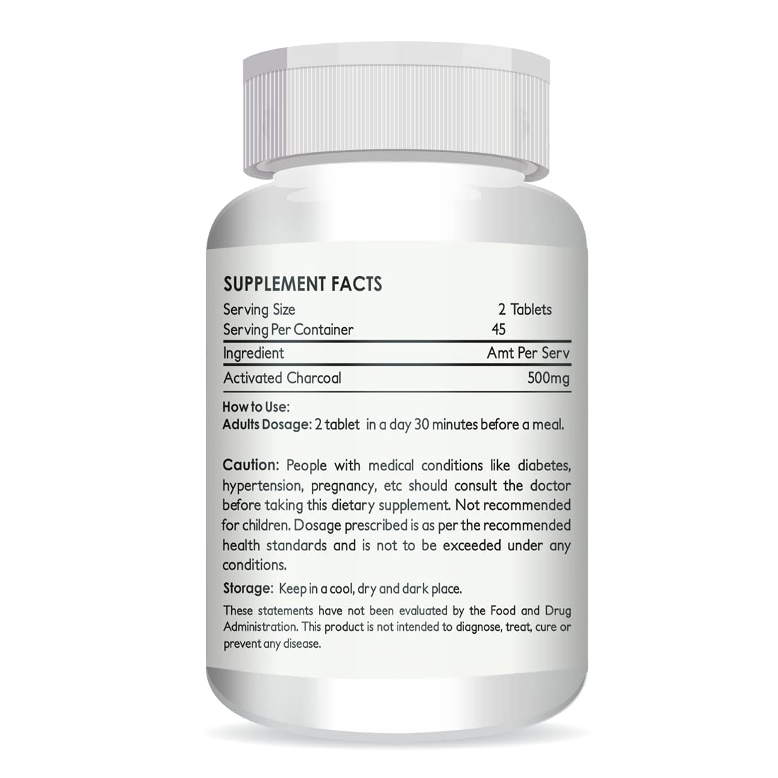 Perennial Lifesciences Activated Charcoal 500mg (90 Tablets) - Image 2 thumbnail