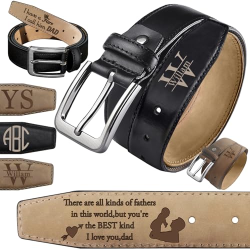 Personalized Leather Belt for Men Custom Engraved Leather Belts Valentines Day Father's Day Gift for Dad Husband