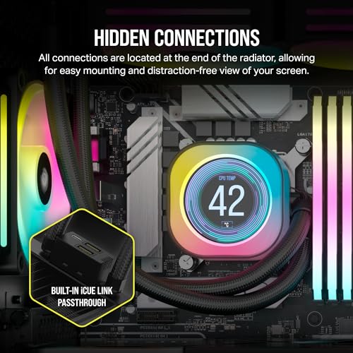 CORSAIR iCUE LINK H100i LCD Liquid CPU Cooler - 240mm AIO - Ventilateurs QX120 RGB - Ecran LCD IPS 2.1" - Convient à Intel LGA 1700, AMD AM5 - Hub Système iCUE LINK Inclus - Noir