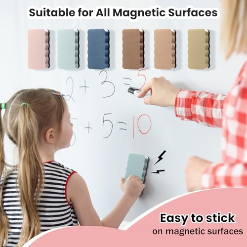 Marspark 12 Pcs Dry Erase Eraser Back to School Magnetic Whiteboard Erasers for Classroom Morandi Color Whiteboard Cleaning Pads Classroom Must Have Teacher Supplies for School Office Home(Solid) - Image 2