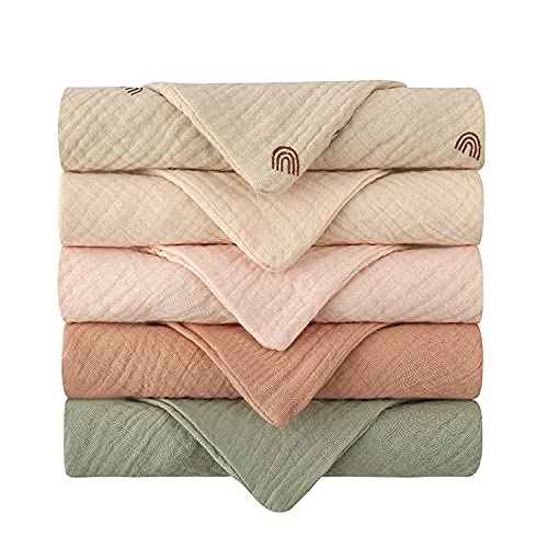 Aloonii Muslin Squares Baby Burp Cloths 5 Pack