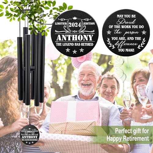 Image of Personalized Retirement Wind Chimes for Outside, 36 inch Happy Retirement Gift for Women, Men, Coworker, Colleague, Boss, Teacher, Nurse, Friend, Going Away Garden Patio Decor