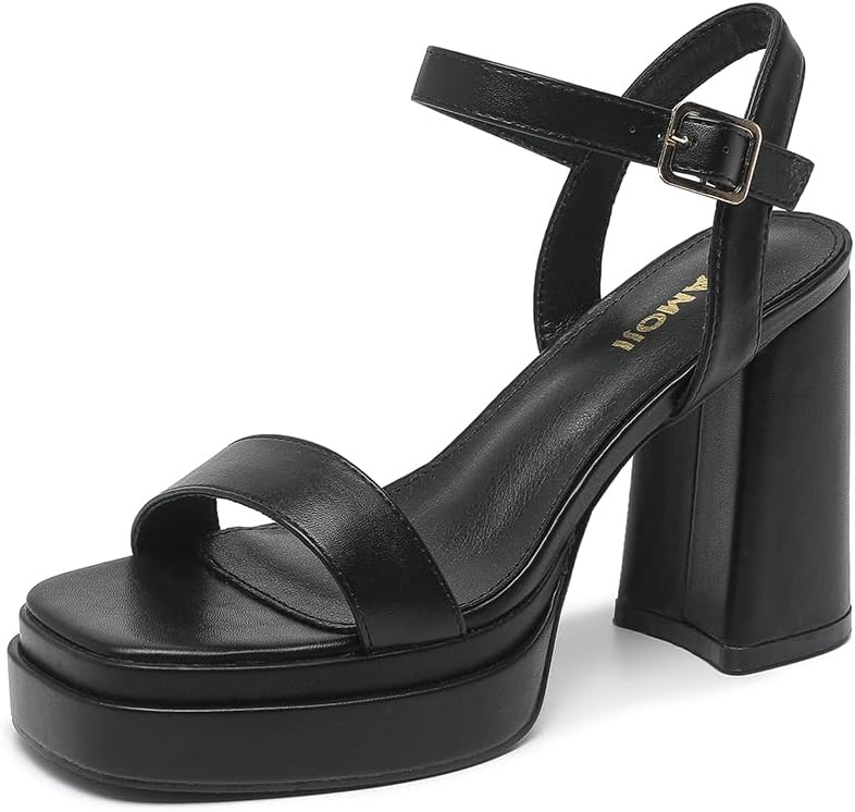 Amoji Women's Platform Sandals - Chunky Heel Comfort