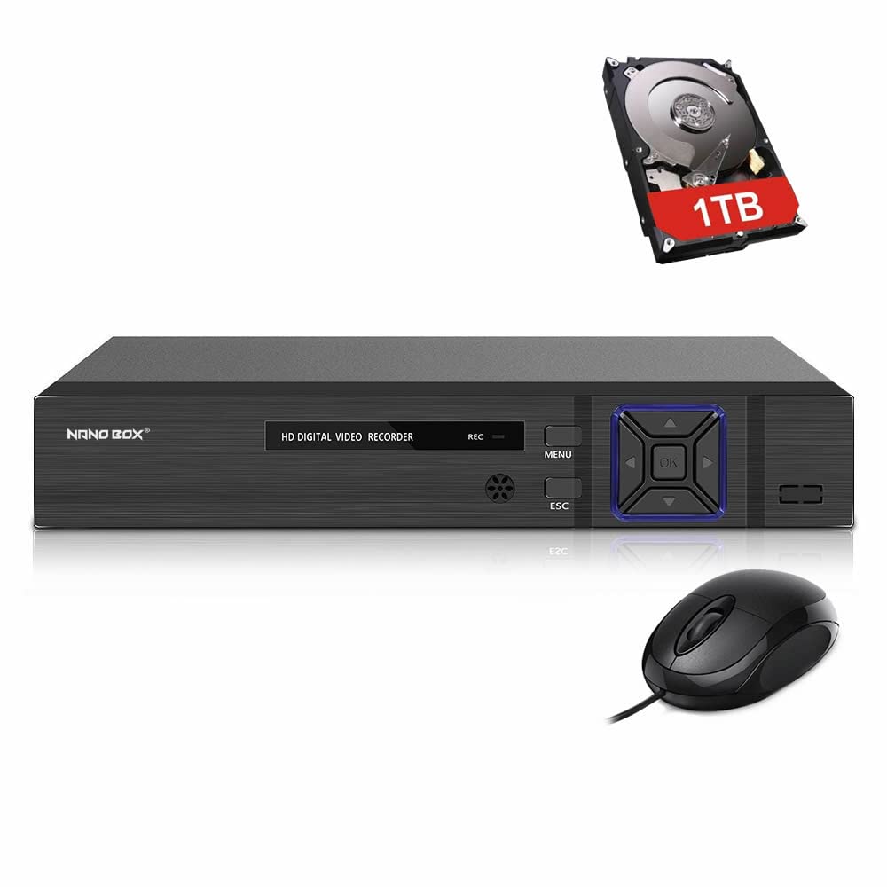 NANO BOX 4 Channel 1TB Hybrid CCTV DVR Recorder - 1080P Lite 5-in-1 HD Supports 720P/1080P IP, AHD, TVI, CVI and 960H Analog Cameras (1TB HDD Built-in)