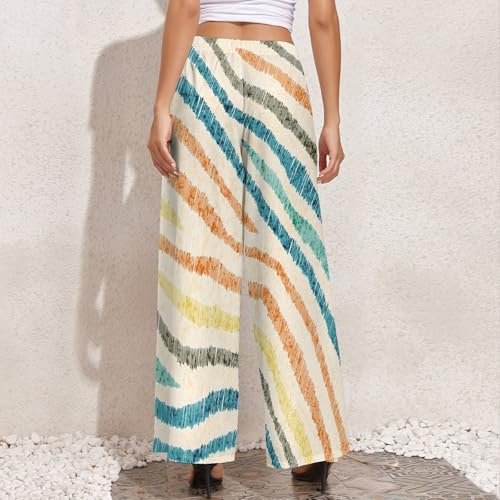 Womens Wide Leg Pants Tropical Marine Pattern Dressy High Waist Trousers Casual Loose Flowy Palazzo Pants4