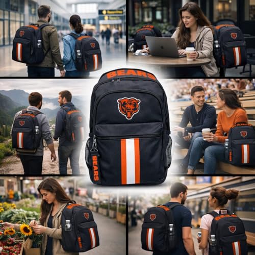 Image of NFL Chicago Bears Backpack - Triple Stripe Wordmark Design with Keychain