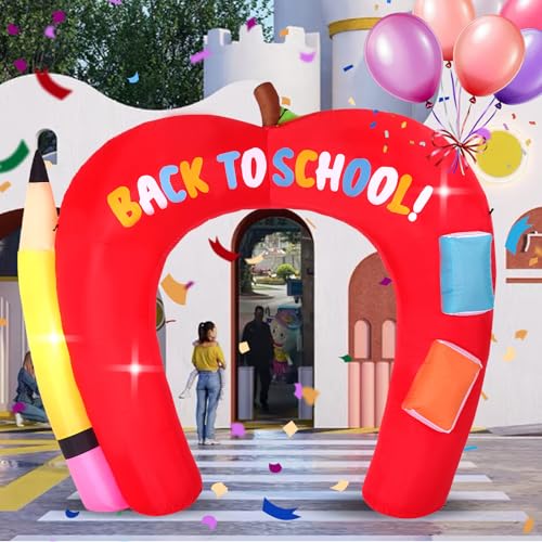 9FT Back to School Apple and pens Arch, Back to School Inflatable Decoration, Outdoor Decoration with LED Lights for Outdoor, Indoor, Patio, Lawn Garden Inflatable Decoration by SHDEJTG - Used condition - US$32.82
