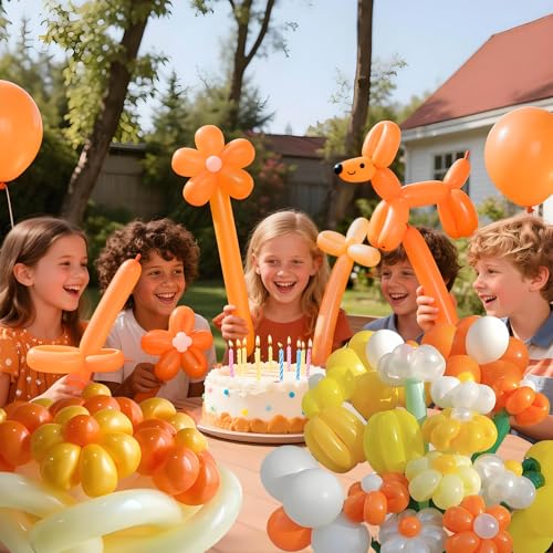 Image of Tangerine Yellow Long Balloons Premium 260 Twisting Balloons Animals Magic for Birthday Kids Wedding Party Supply 100pcs