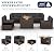 VONZOY 8 Pieces Outdoor Patio Furniture Set with 44" Fire Pit Table Rattan Sectional Conversation Sets w/Gas Fire Pit, Coffee Table, 2 Waterproof Covers, Dark Grey