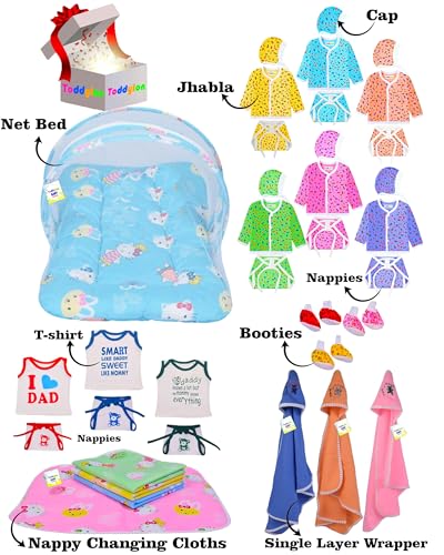 Image of Toddylon Newborn Baby Essentials Kit 36 Items Combo Set | New Born Baby Set 0-6 Months | Hospital Kit Baby Combo Pack for Boys & Girls | Maternity Hospital Bag | Soft Cotton New Born Clothes