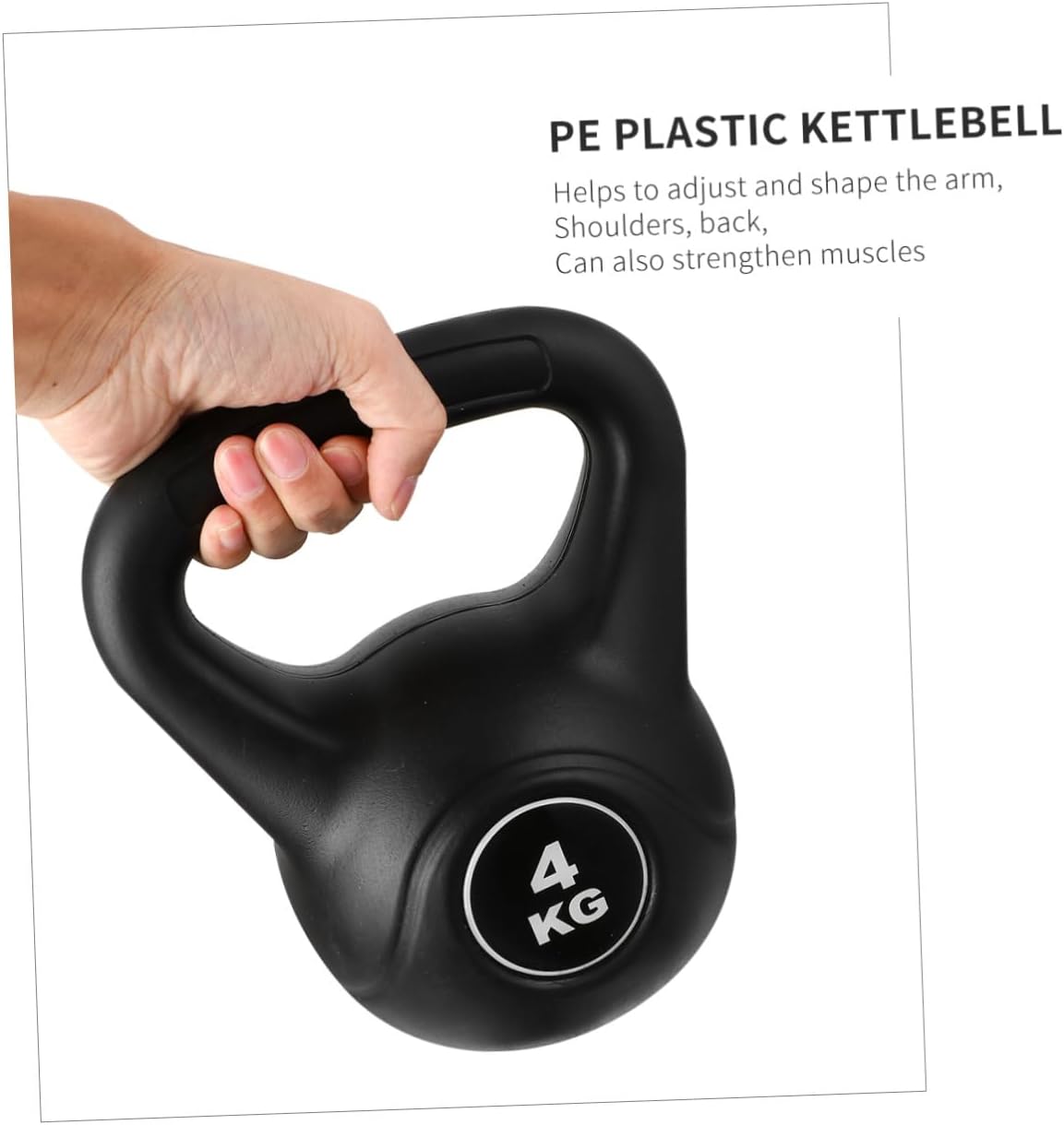 Plastic Kettlebell 4kg Black Fitness Pot Bell Household Weight Training Equipment for Arm Muscle and Deep Squat Exercises