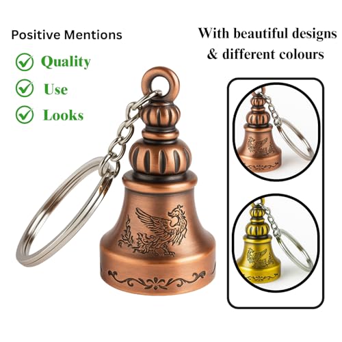 Image of FOSSE Guardian Bell KeyChain for Bike and Car | Tibetan Key Chain Good Luck Key Chain (copper) (1 Pc)