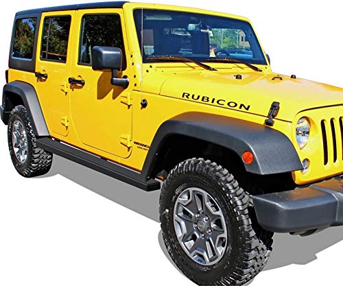 Estribos negros APS Premium 4in para Jeep Wrangler JK 07-18 miniatura 6