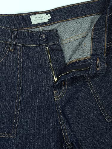 Image of Thomas Scott Mens Mid Rise Relaxed Fit Cotton Cargo Jeans