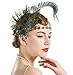 Produktbild Coucoland Damen 1920s Pfau Feder Stirnband 20er Jahre Stil Flapper Haarband Great Gatsby Damen Fasching Kostüm Accessoires (Grün)