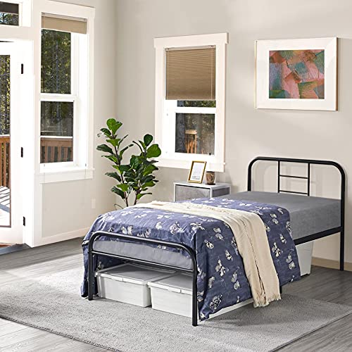 Yaheetech Eenpersoonsbedframe, eenpersoonsbed, metalen bed met lattenbodem, bedframe voor logeerkamer, slaapkamer, 90 x 200 cm - Afbeelding 4