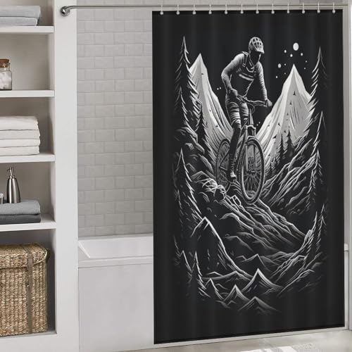 Rideau de douche vélo imperméable et lavable pour baignoire 140x183