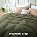 Bedsure Cooling Cotton Waffle King Size Blanket - Lightweight Breathable Blanket of Rayon Derived from Bamboo for Hot Sleepers, Luxury Throws for Bed, Couch and Sofa, Green, 104x90 Inches