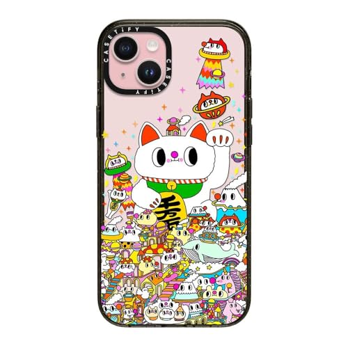 CASETiFY �C���p�N�g iPhone 15 Plus �P�[�X [MIL�K�i���� (4x MIL-STD-810G) / 2.5m����̗����������N���A] - Lucky Cat - �N���A �u���b�N