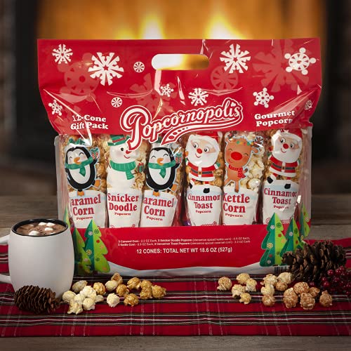 Popcornopolis Gourmet Popcorn Snacks, Holiday12 Cone Variety Snack Packs (Gift Cone) – Perfect Party Favors Including Kettle Popcorn, Cinnamon Toast Popcorn, Caramel Popcorn, and Snickerdoodle Popcorn - Thumbnail 2