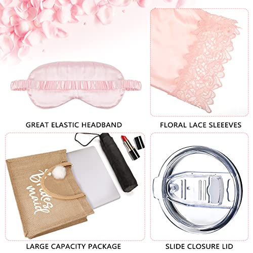 Image of Handepo 5 Pcs Bride Robes for Wedding Day Set Bride to Be Gifts Bridal Shower Gifts Bridesmaid Robe with Slippers Tumbler