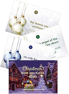 Know Your Carols Christmas Games Fun - 20 Xmas Carols Credit-card Sized Trivia Christmas Quiz Cards In Cello Bag (no Boxes) - Christmas Eve Family Table Game - Secret Santa - Work Christmas Party Quiz