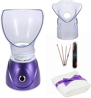 Facial Steamer - Hann Professional Sinus Steam Inhaler for Home Facial Warm Mist Humidifier Steamer, Bonus Stainless Steel Skin Kit and Cotton Towel (Purple)