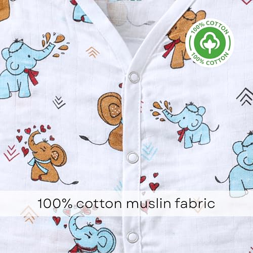 Image of The Boo Boo Club Kids 100% Cotton Muslin Printed V Neck Long Sleeve TopBottom Set | Night Suit for Baby Girl and Boy