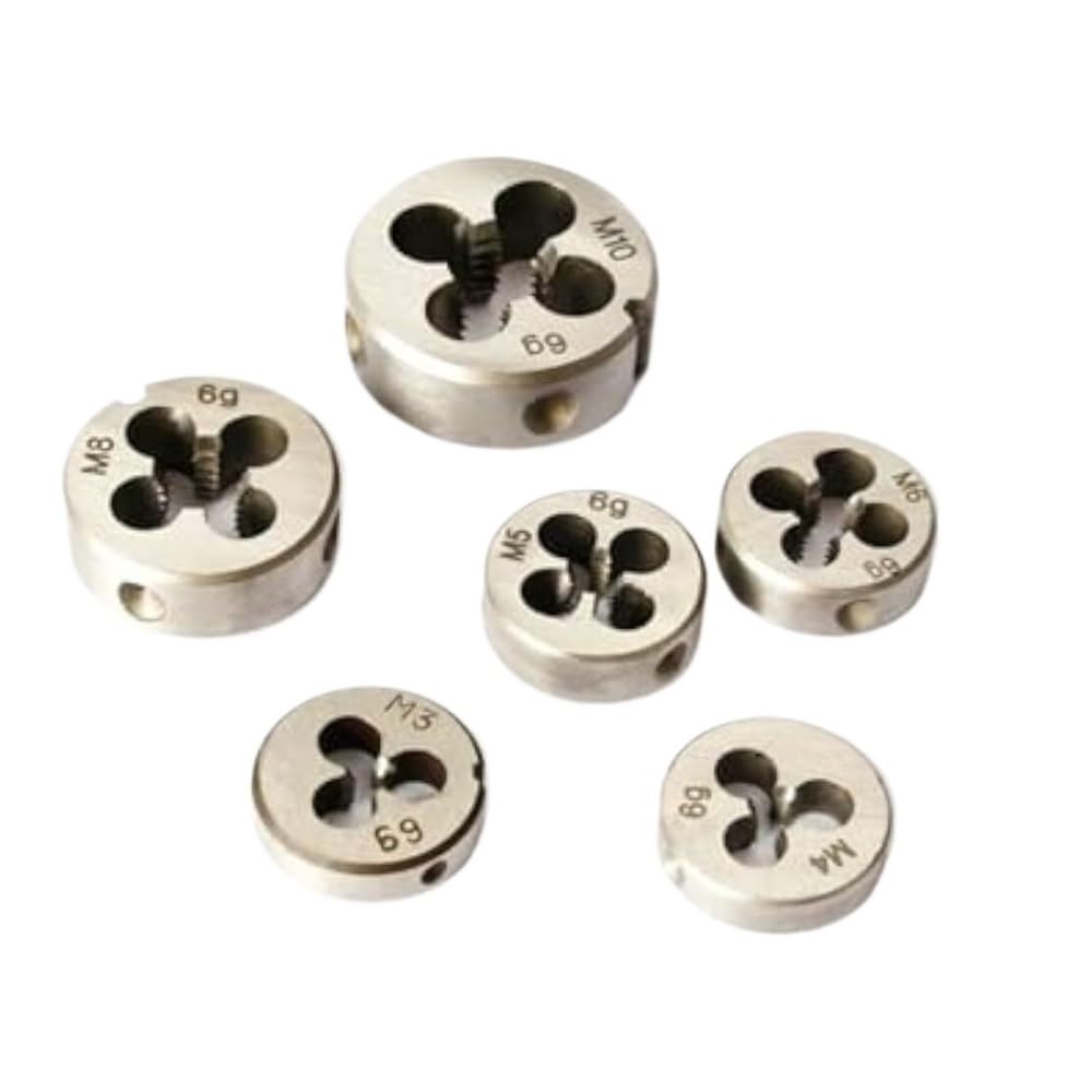 Thread Round Die Set 6pcs Metric Right Hand Tapping Threading Tool Mould Machining M3-M10 Machine Tap