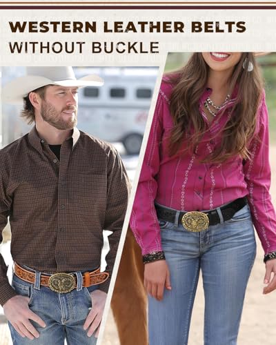 Image of BELTROAD 2 Pack Western Leather Belt Strap for Men Women Cowboy Cowgirl Leather Mens Belts for Jeans Gift Belt without Buckle