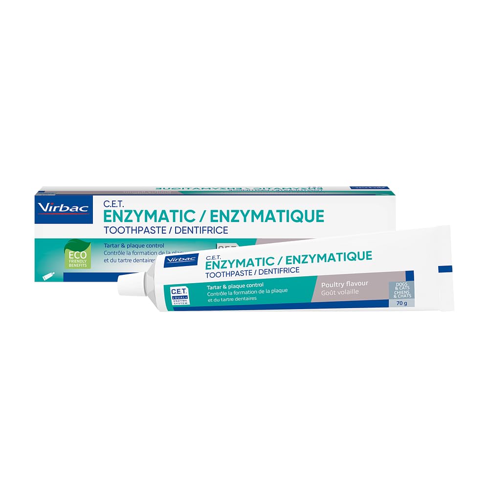 Virbac C.E.T. Dentifrice | 70 g | Arôme de volaille pour chiens et chats | Système C.E.T. breveté