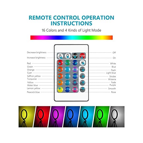 Neewer 10-Zoll-RGB-Ringlicht mit Stativ und 2 Handyhalterungen, dimmbares Selfie-Ringlicht mit Fernbedienung, 16 Farben… – Bild 5