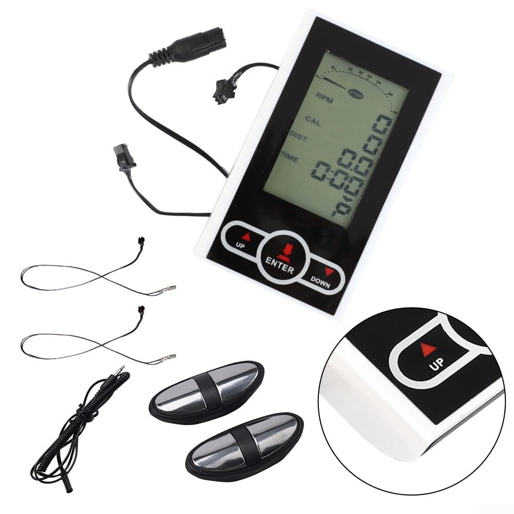 Oniissy Tachimetro bianco per cyclette, ricambio per computer da bicicletta, monitor fisso con frequenza cardiaca 13,7 x 7,9 cm