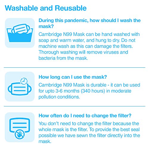 Dettol Cambridge N99 Mask for Protection from Virus, Bacteria, Pollution – Reusable, Washable, with Breathing Valve (Black, Small) (3082890)