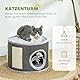 PawHut Kratztonne, 30 cm Hoch Katzentonne mit Höhle, Kratzbaum, Katzenturm aus Sisal, für Katze bis 5 kg, Cremeweiß